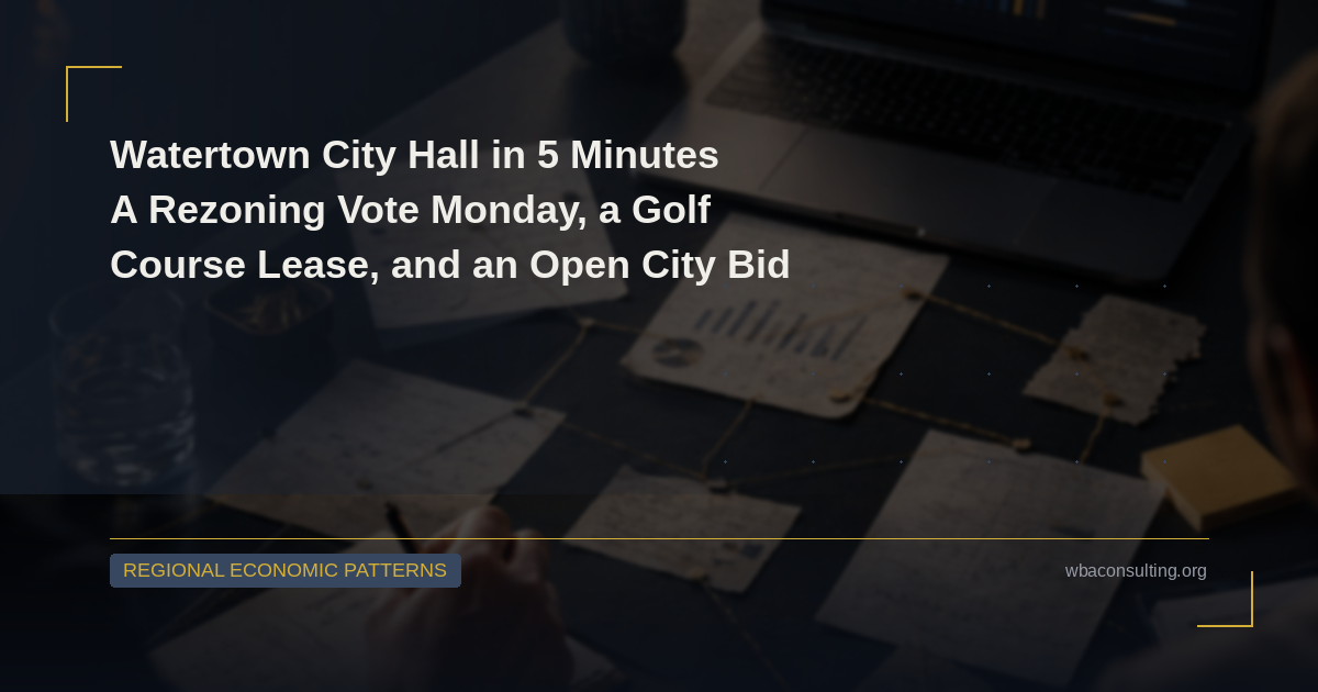 Watertown City Hall in 5 Minutes: A Rezoning Vote Monday, a Golf Course Lease, and an Open City Bid